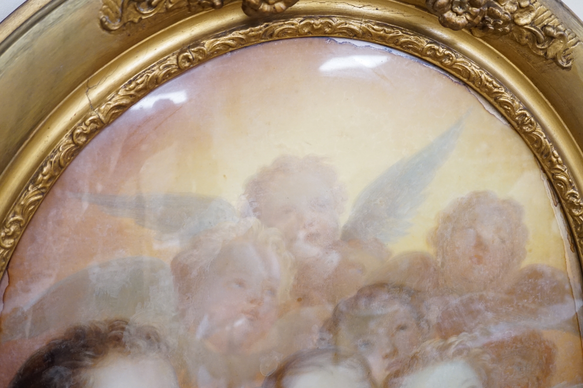 19th century English School, reverse painting on glass, 'Reynold's Angels', 63 x 52cm